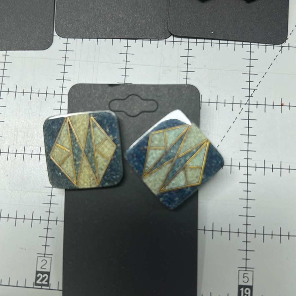 Blue Diamond Design Earrings